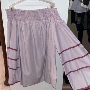 Purple strapless top